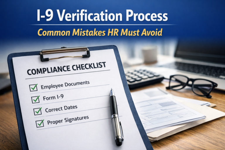 HR compliance checklist for I-9 verification process showing common mistakes